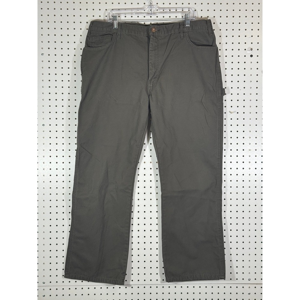Dickies Mens Relaxed Fit Carpenter Pants Olive Green Canvas Utility Workwear 38"